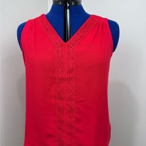 Elegant Red V-Neck Blouse